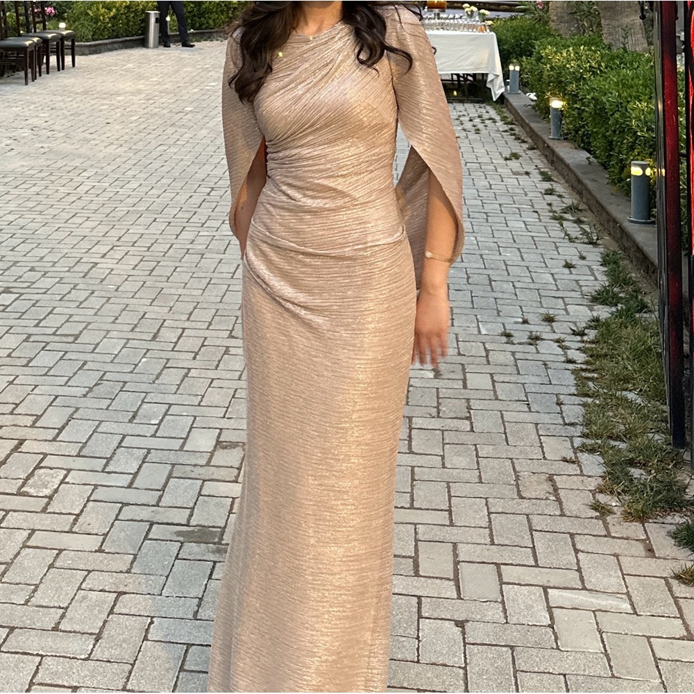 Gold Off-the-Shoulder Maxi Gown for Weddings